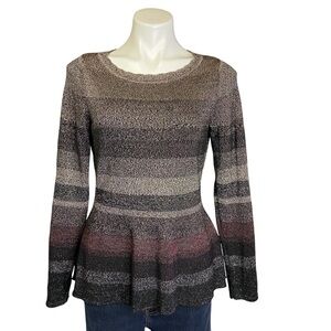 Women's Striped Sweater - Black, Gray, and Pink